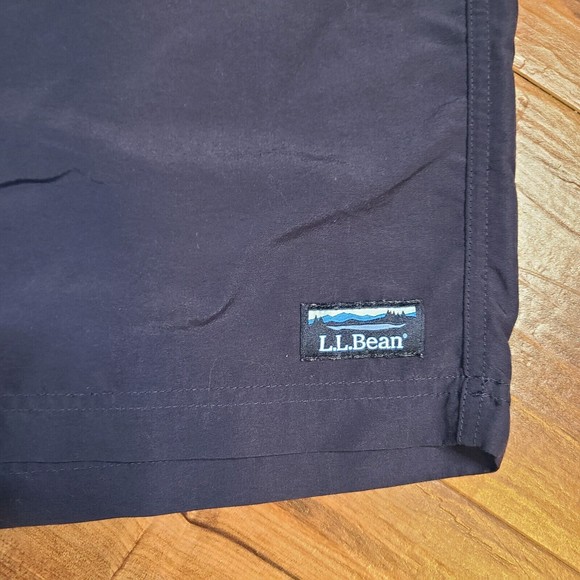 LL Bean Sports Shorts Medium Blue Swim Trunks Suit Logo Beach Basic Pockets Hike - Picture 2 of 14